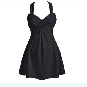 COCOPEAR Women Elegant Crossover One Piece Swimdress Floral Skirted Swimsuit